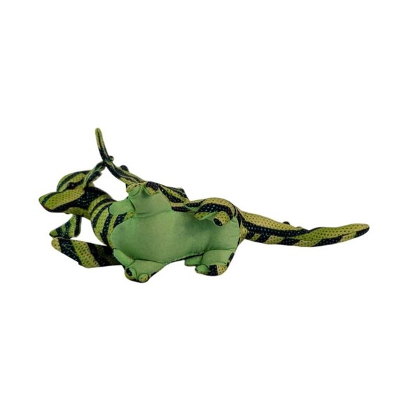 Green Black Striped Sand Filled Dragon Plush 9" Stuffed Animal Toy Sparkle - Picture 5 of 6